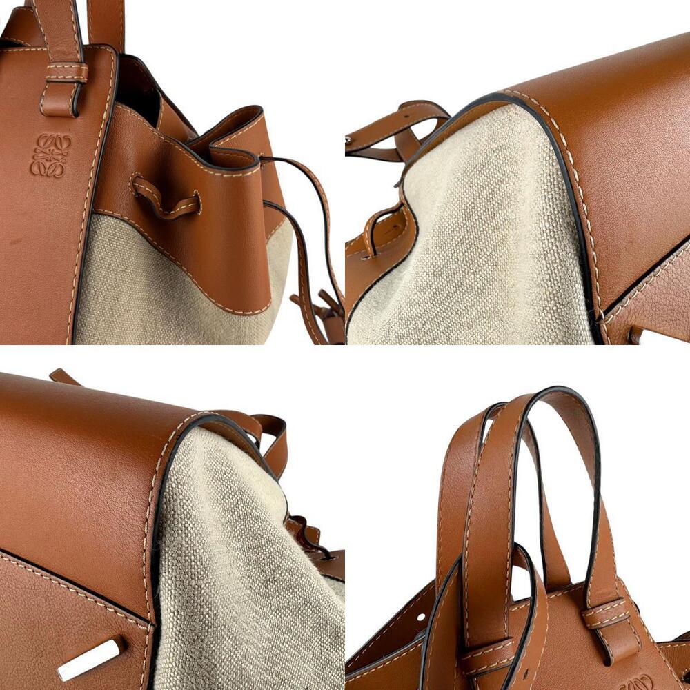 Loewe Leather Tan Bag Hammock Canvas Beige Shoulder Handbag Brown - Picture 4 of 4